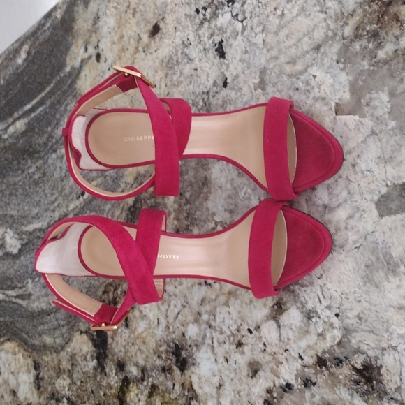 NEW Giuseppe Zanotti Red Suede Strappy Heels Size 38 Deep Rusty Red - Picture 8 of 10